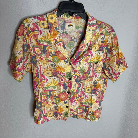 Marine Layer Lucy hemp short sleeve resort shirt button down - Picture 2 of 6